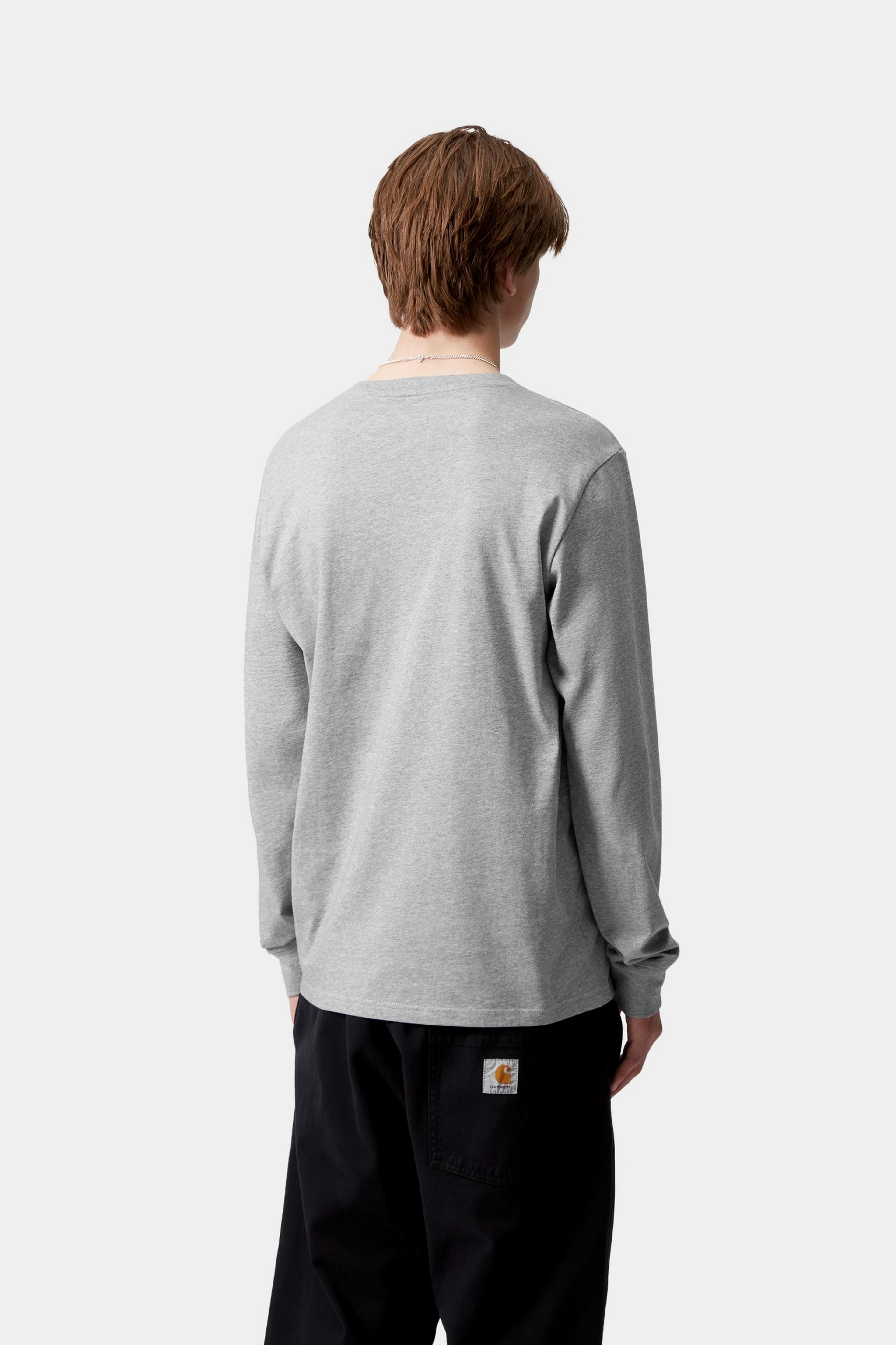 Carhartt WIP Mens Pocket Long Sleeve T-Shirt | Grey Heather
