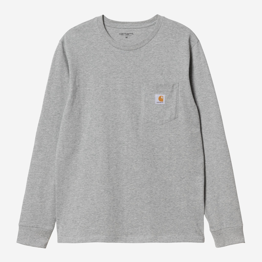 Carhartt WIP Mens Pocket Long Sleeve T-Shirt | Grey Heather