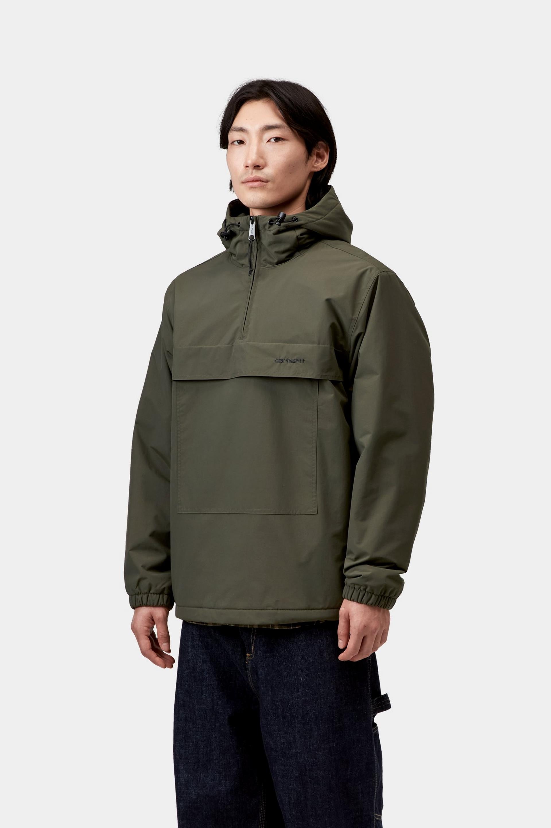 Carhartt WIP Mens Windbreaker Pullover Winter Jacket | Cypress / Black