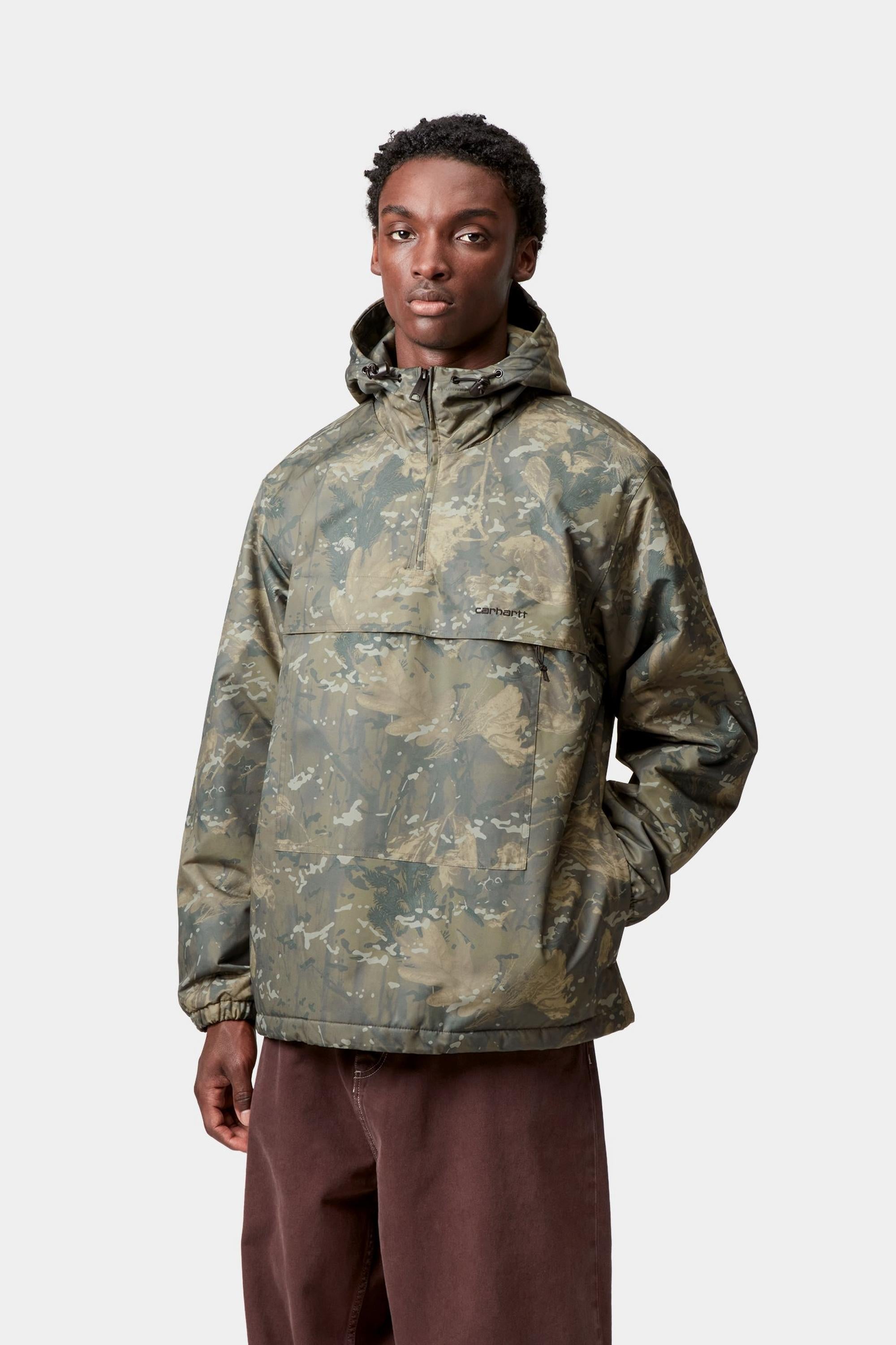 Carhartt WIP Mens Windbreaker Pullover Jacket | Camo Green