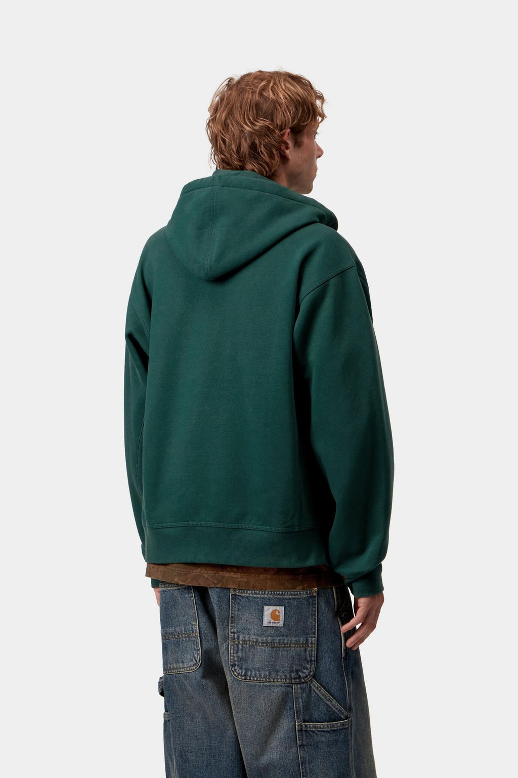 Carhartt WIP Mens American Script Zip Front Jacket Hoodie | Dark Fir