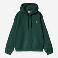 Carhartt WIP Mens American Script Zip Front Jacket Hoodie | Dark Fir