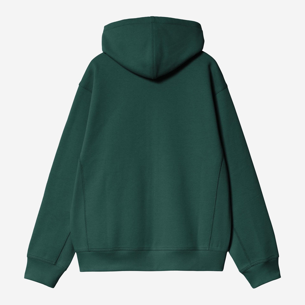 Carhartt WIP Mens American Script Zip Front Jacket Hoodie | Dark Fir