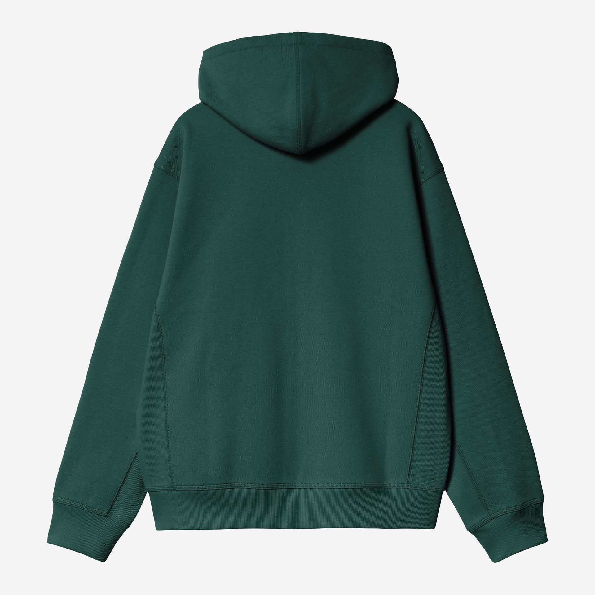 Carhartt WIP Mens American Script Zip Front Jacket Hoodie | Dark Fir