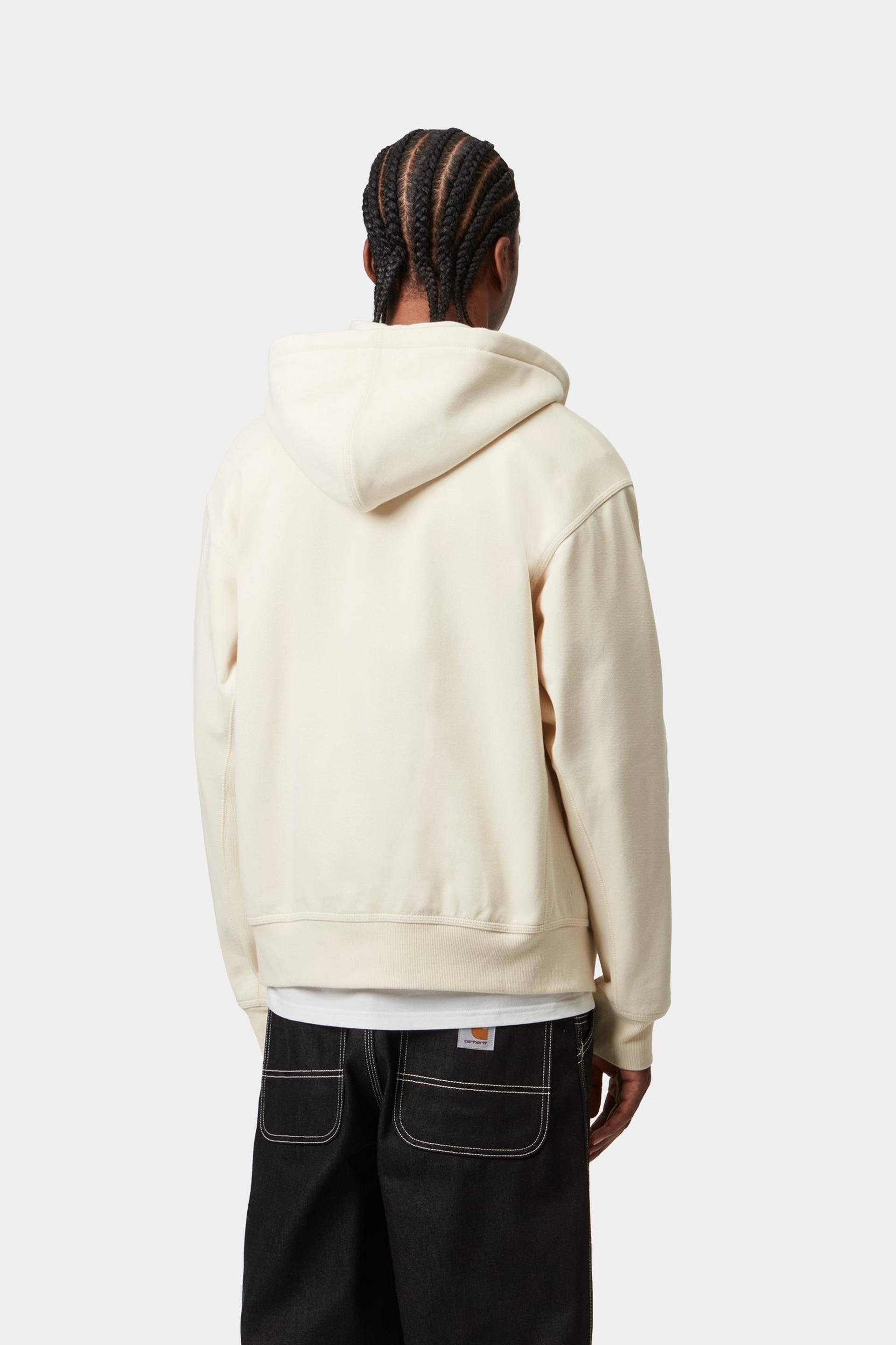 Carhartt WIP Mens American Script Zip Front Jacket Hoodie | Natural