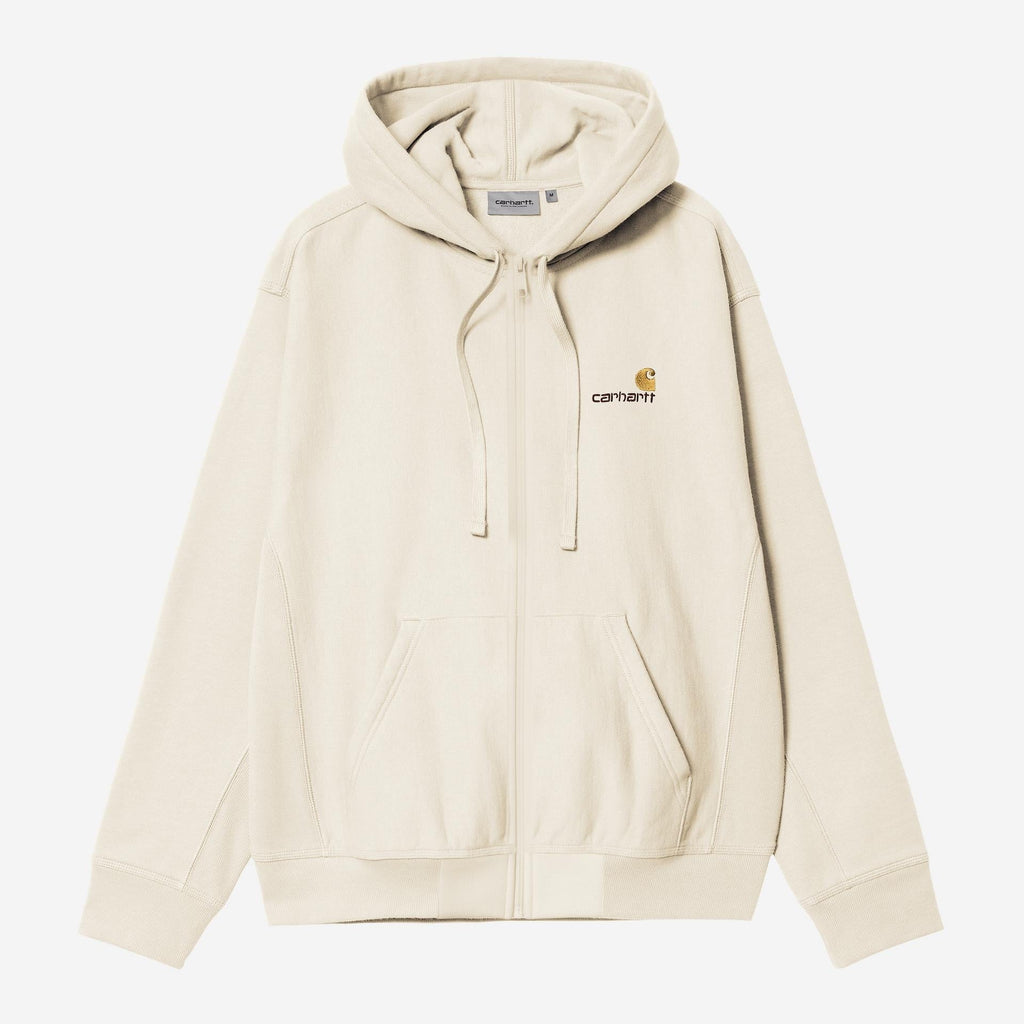 Carhartt WIP Mens American Script Zip Front Jacket Hoodie | Natural