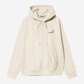 Carhartt WIP Mens American Script Zip Front Jacket Hoodie | Natural