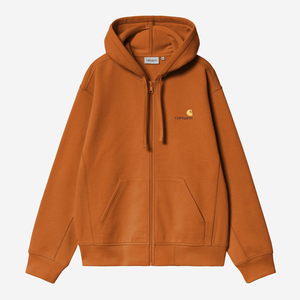 Carhartt WIP Mens American Script Zip Front Jacket Hoodie | Sienna