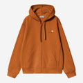 Carhartt WIP Mens American Script Zip Front Jacket Hoodie | Sienna