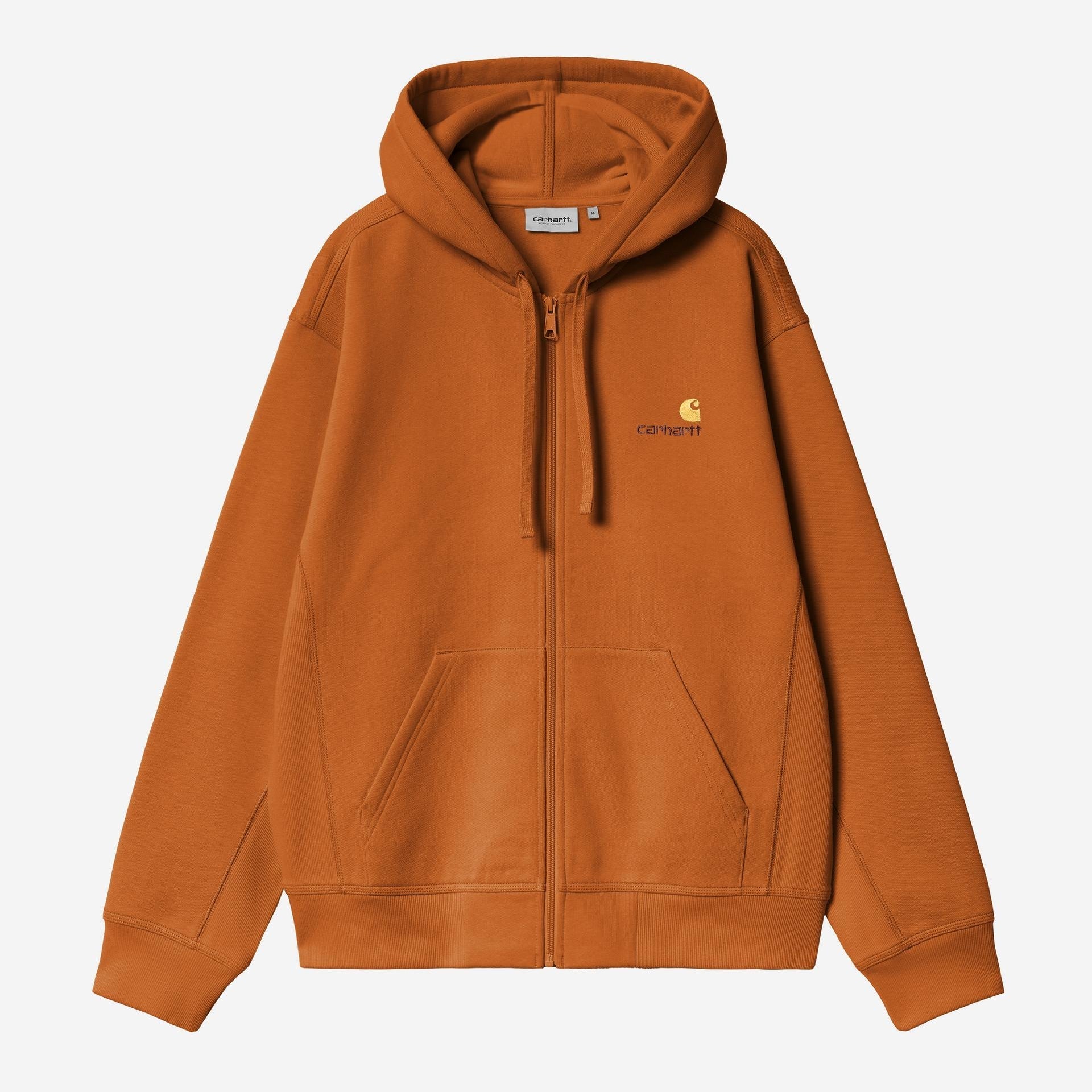 Carhartt WIP Mens American Script Zip Front Jacket Hoodie | Sienna