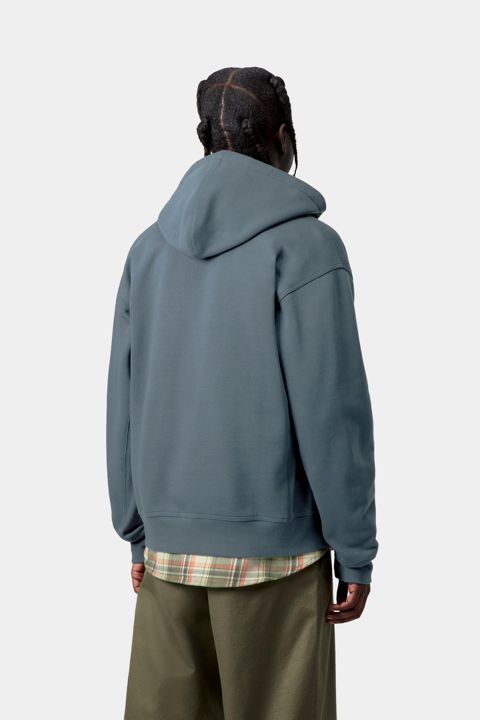 Carhartt WIP Mens American Script Zip Front Jacket Hoodie | Office Blue
