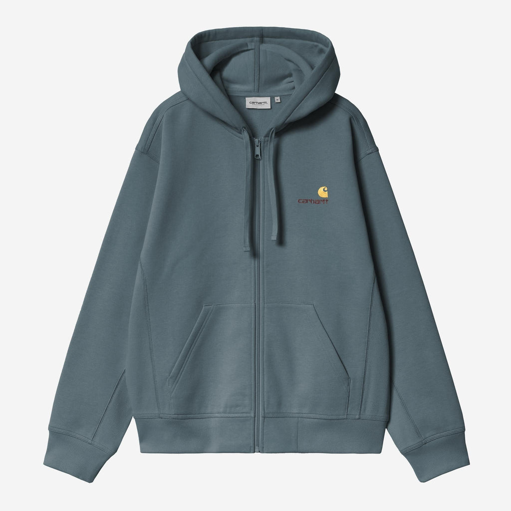 Carhartt WIP Mens American Script Zip Front Jacket Hoodie | Office Blue