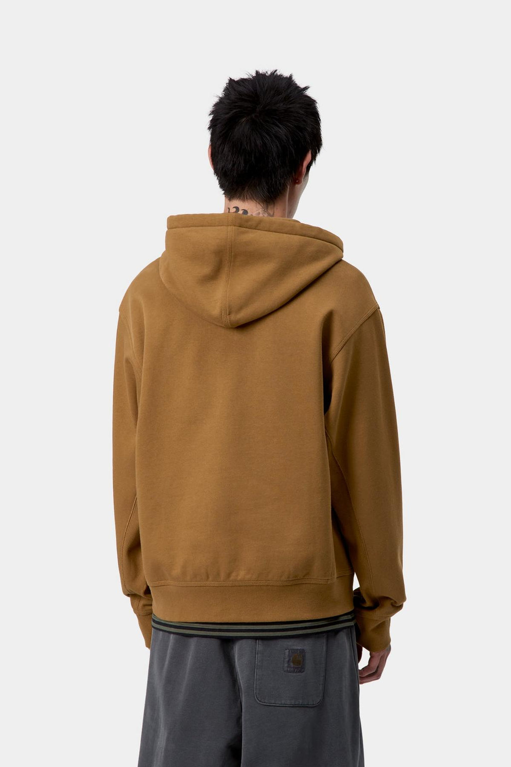 Carhartt WIP Mens American Script Zip Front Jacket Hoodie | Hamilton Brown