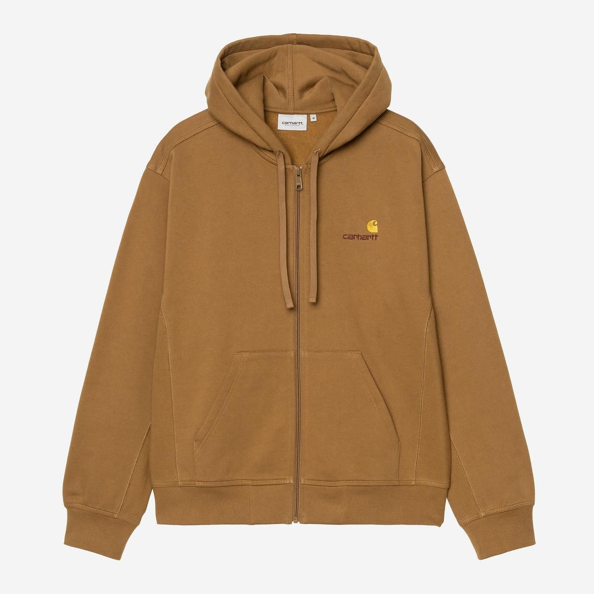 Carhartt WIP Mens American Script Zip Front Jacket Hoodie | Hamilton Brown