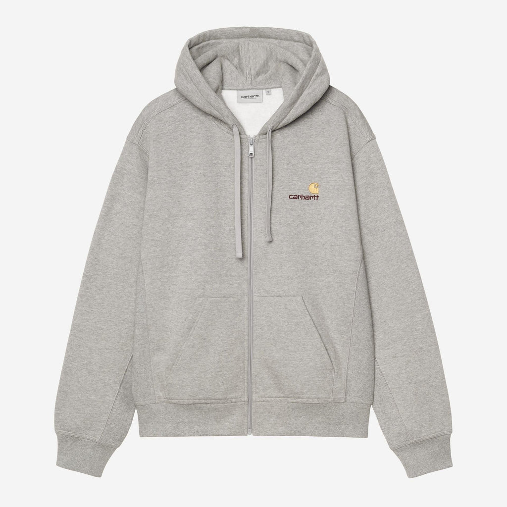 Carhartt WIP Mens American Script Zip Front Jacket Hoodie | Grey Heather