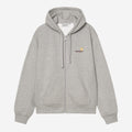 Carhartt WIP Mens American Script Zip Front Jacket Hoodie | Grey Heather