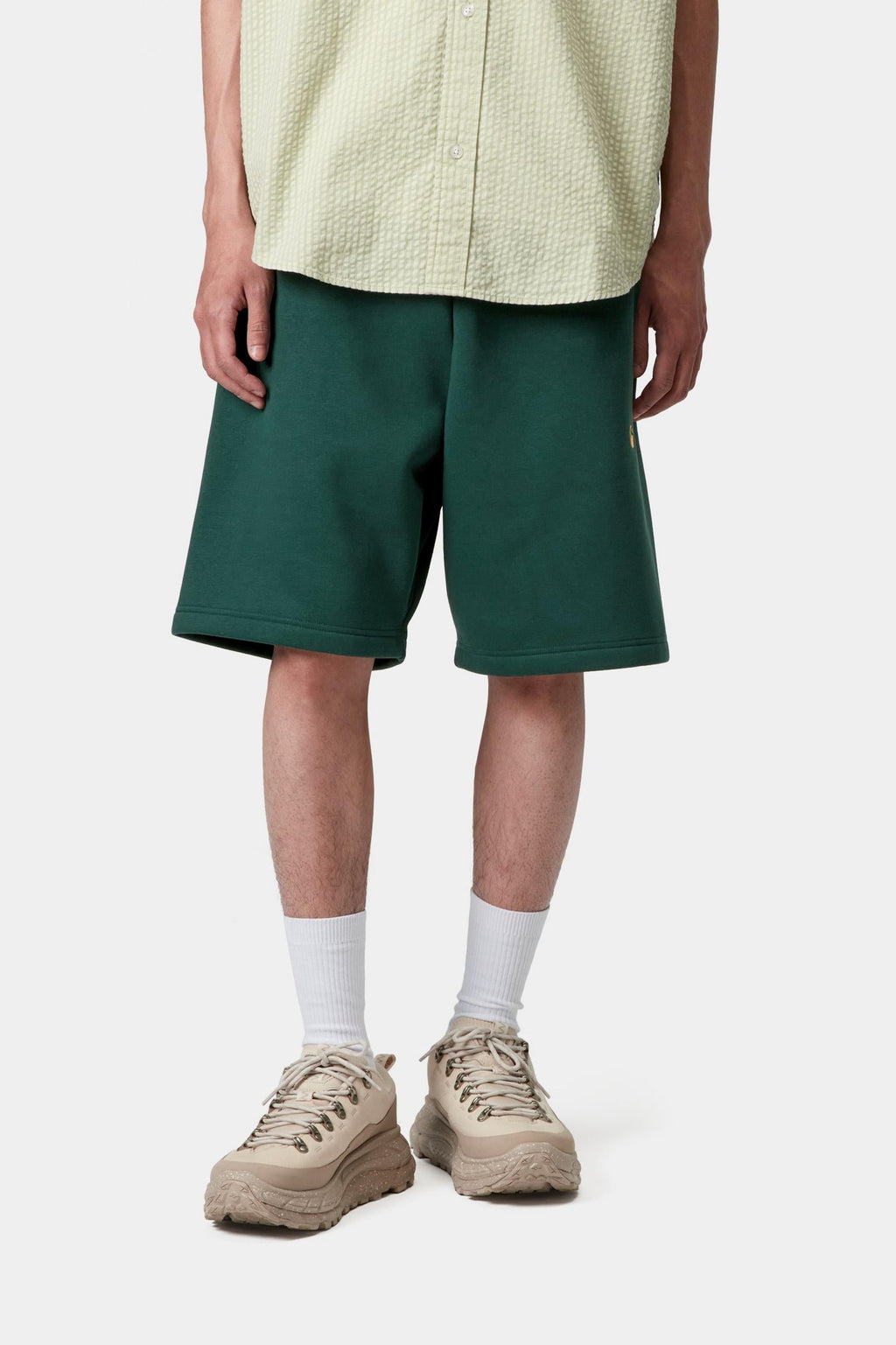 Carhartt WIP Mens Chase Sweat Shorts | Dark Fir