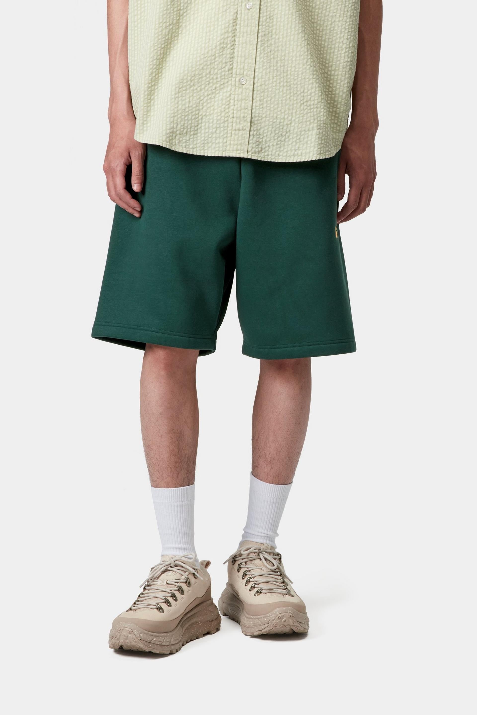 Carhartt WIP Mens Chase Sweat Shorts | Dark Fir