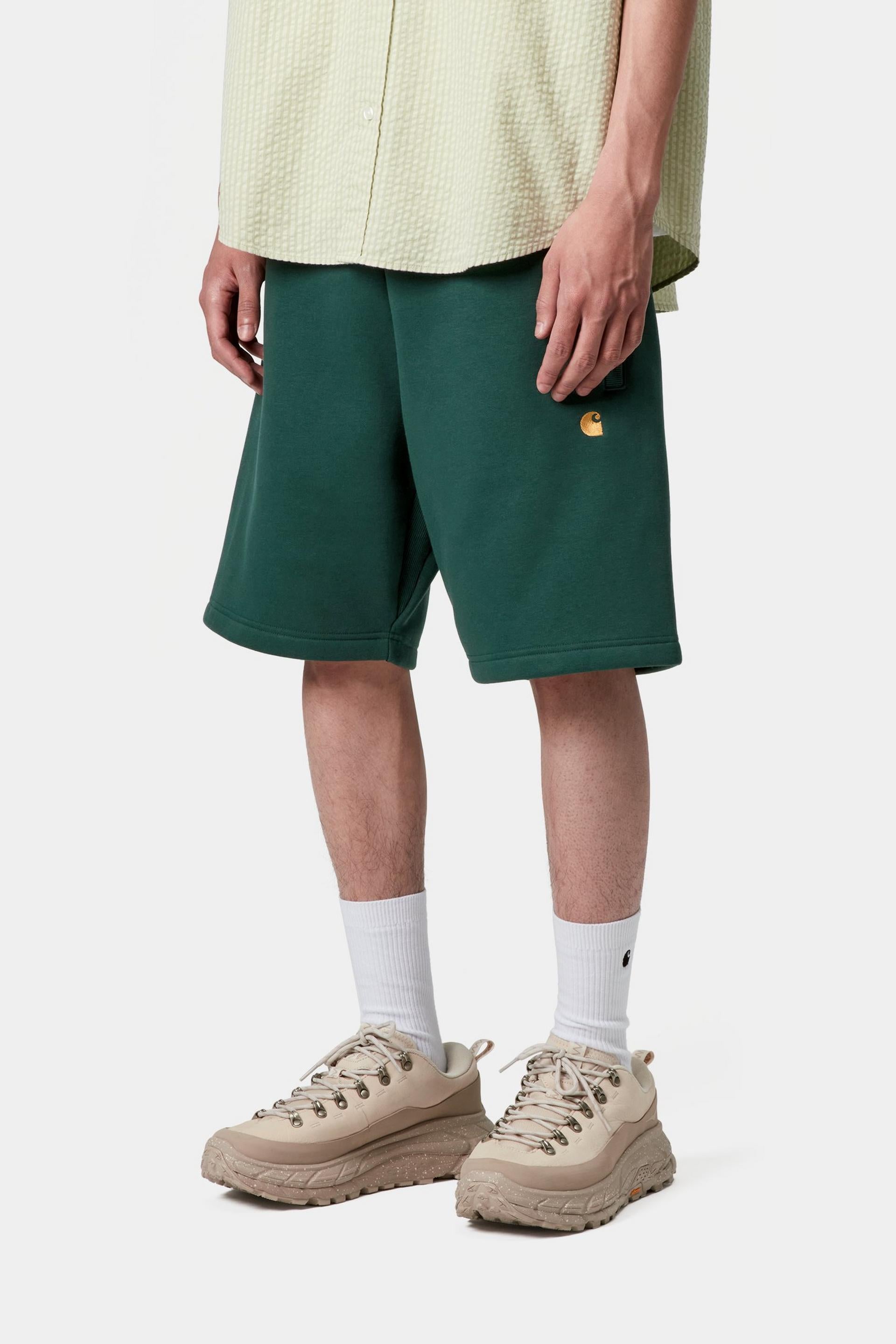 Carhartt WIP Mens Chase Sweat Shorts | Dark Fir