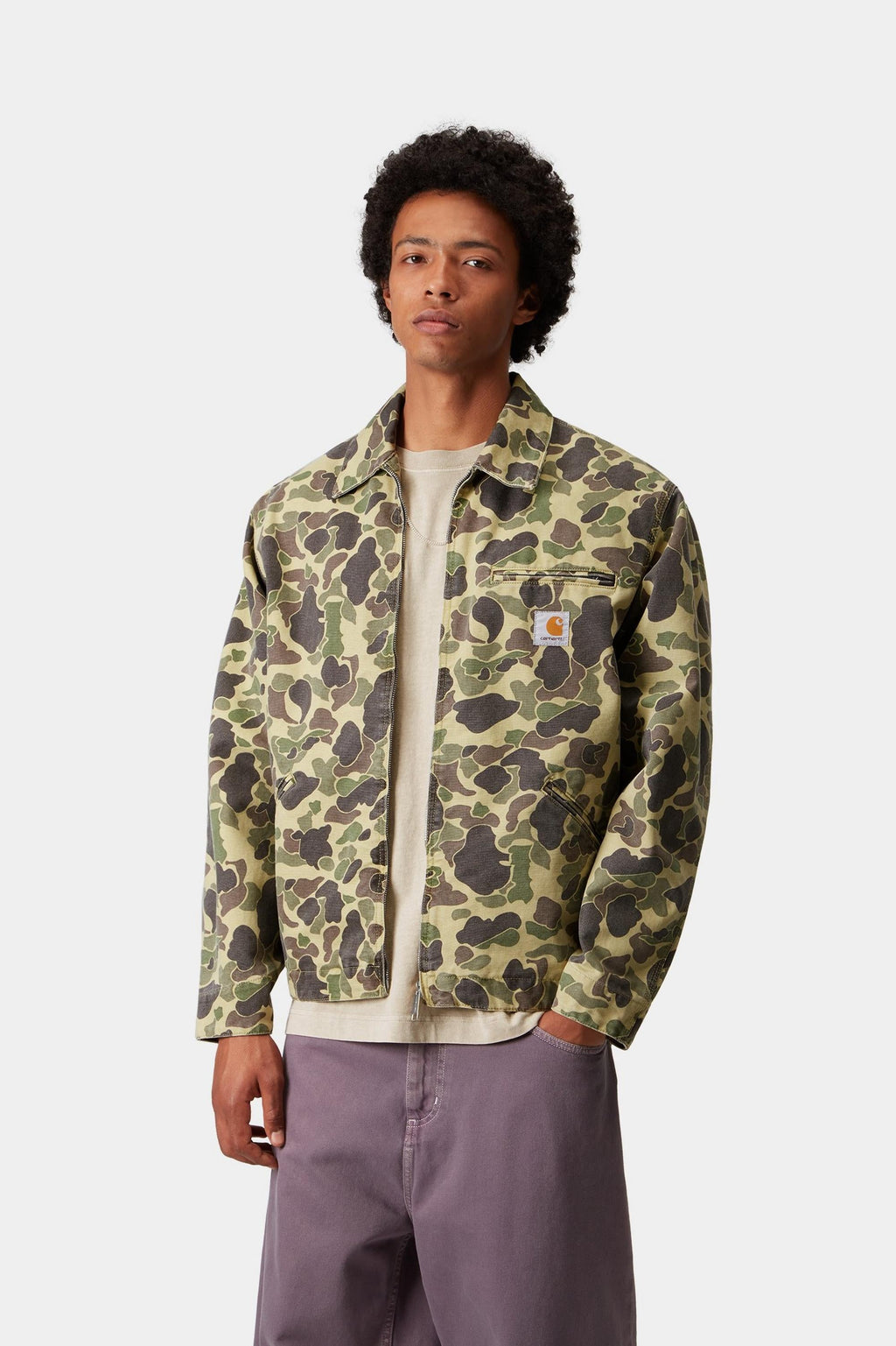 Carhartt WIP Mens Duck Detroit Jacket | Camo Duck Green / Porphyry