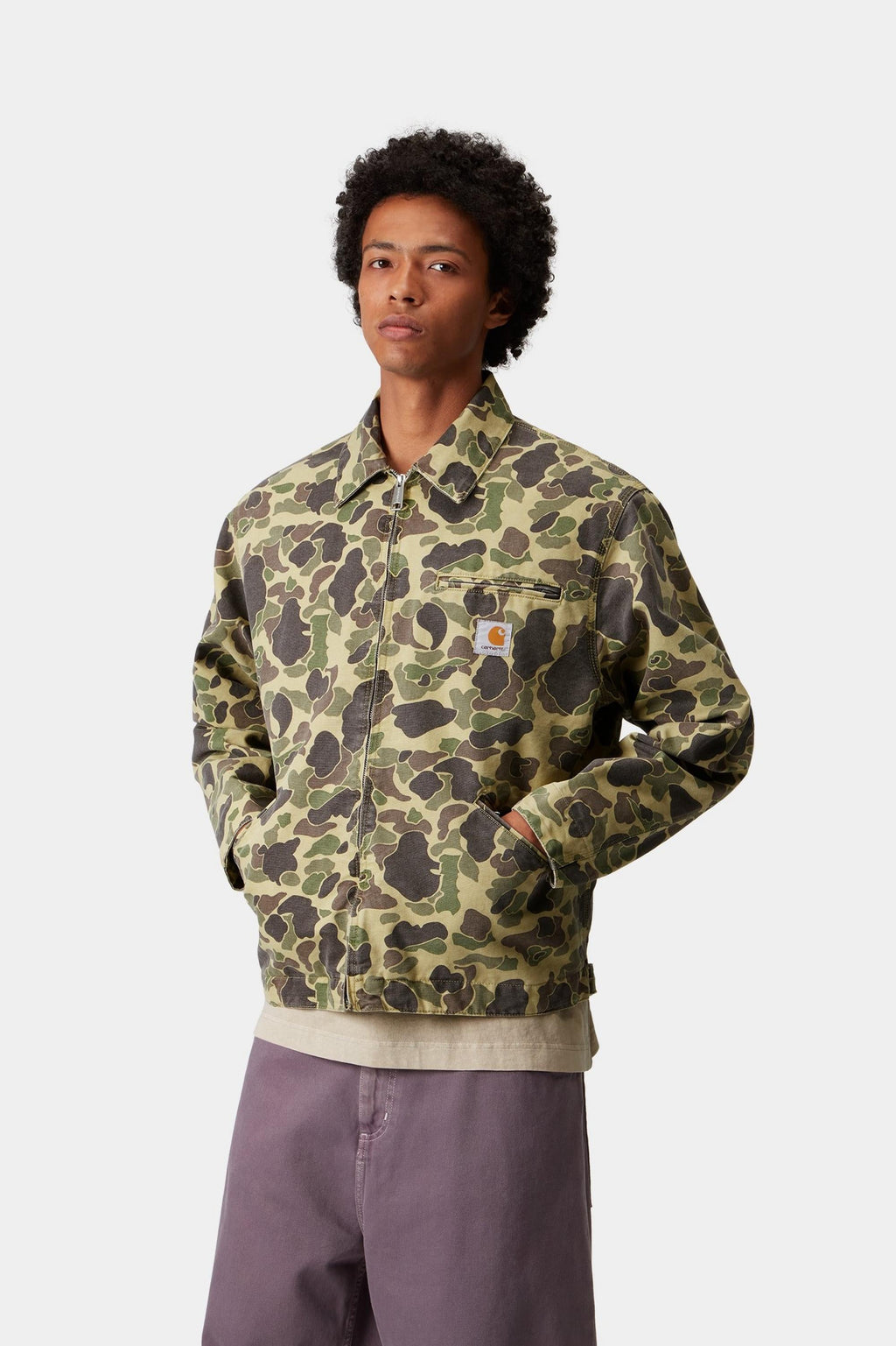 Carhartt WIP Mens Duck Detroit Jacket | Camo Duck Green / Porphyry