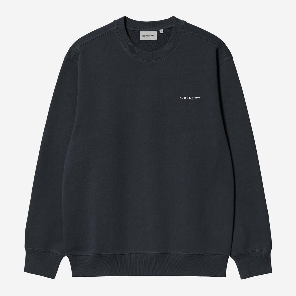 Carhartt WIP Mens Script Embroidery Sweat Top | Deep Night