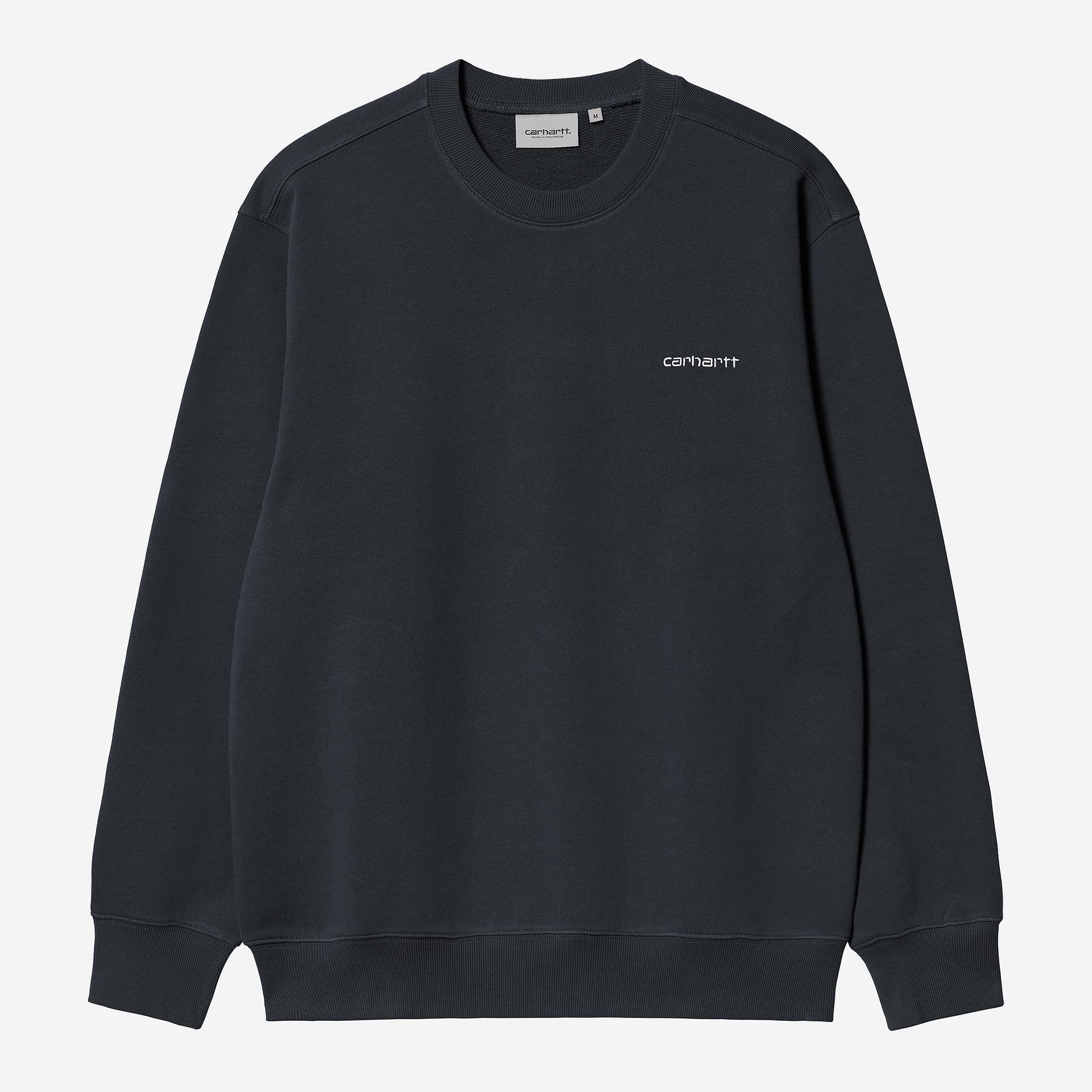 Carhartt WIP Mens Script Embroidery Sweat Top | Deep Night