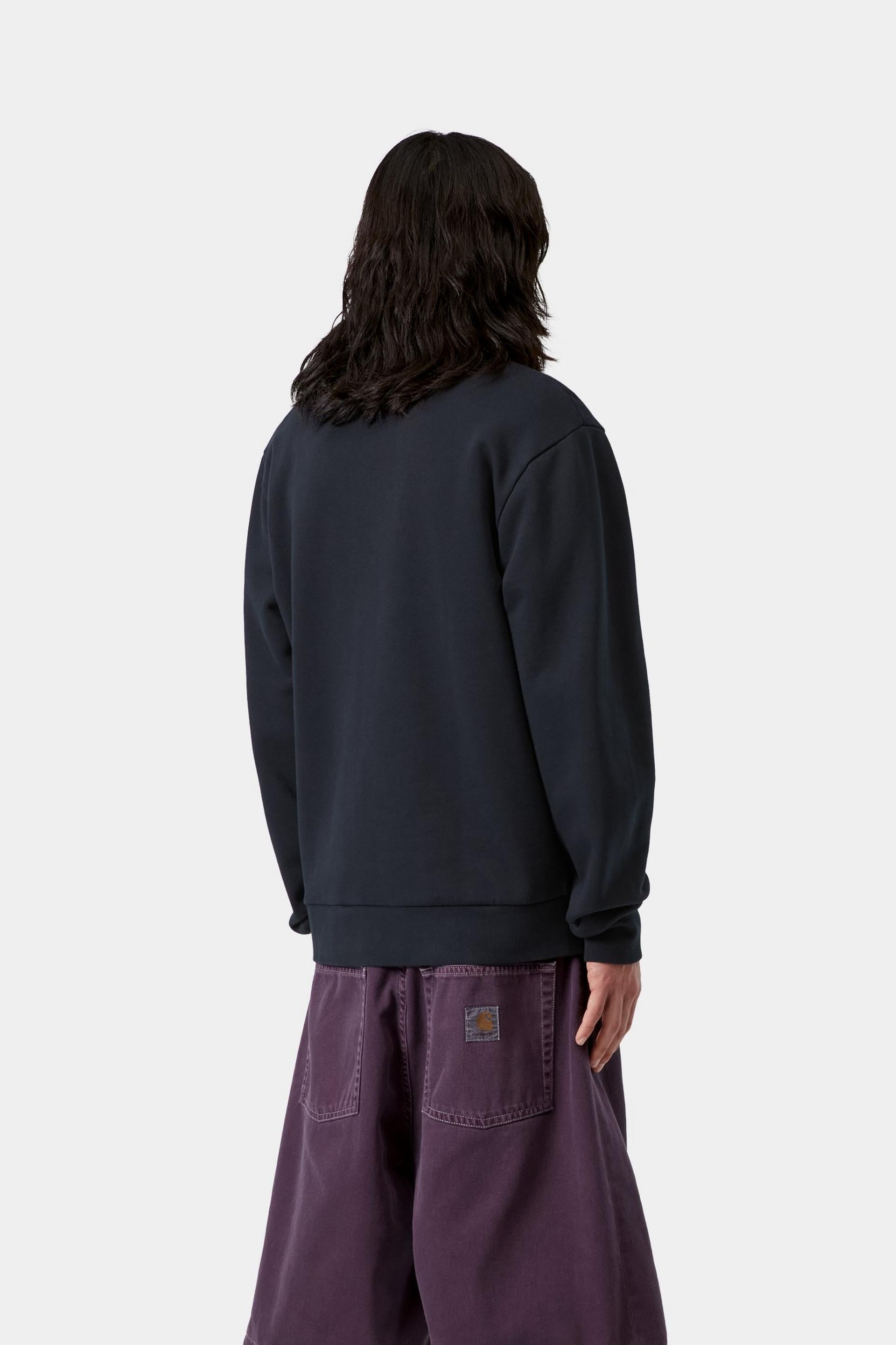 Carhartt WIP Mens Script Embroidery Sweat Top | Deep Night