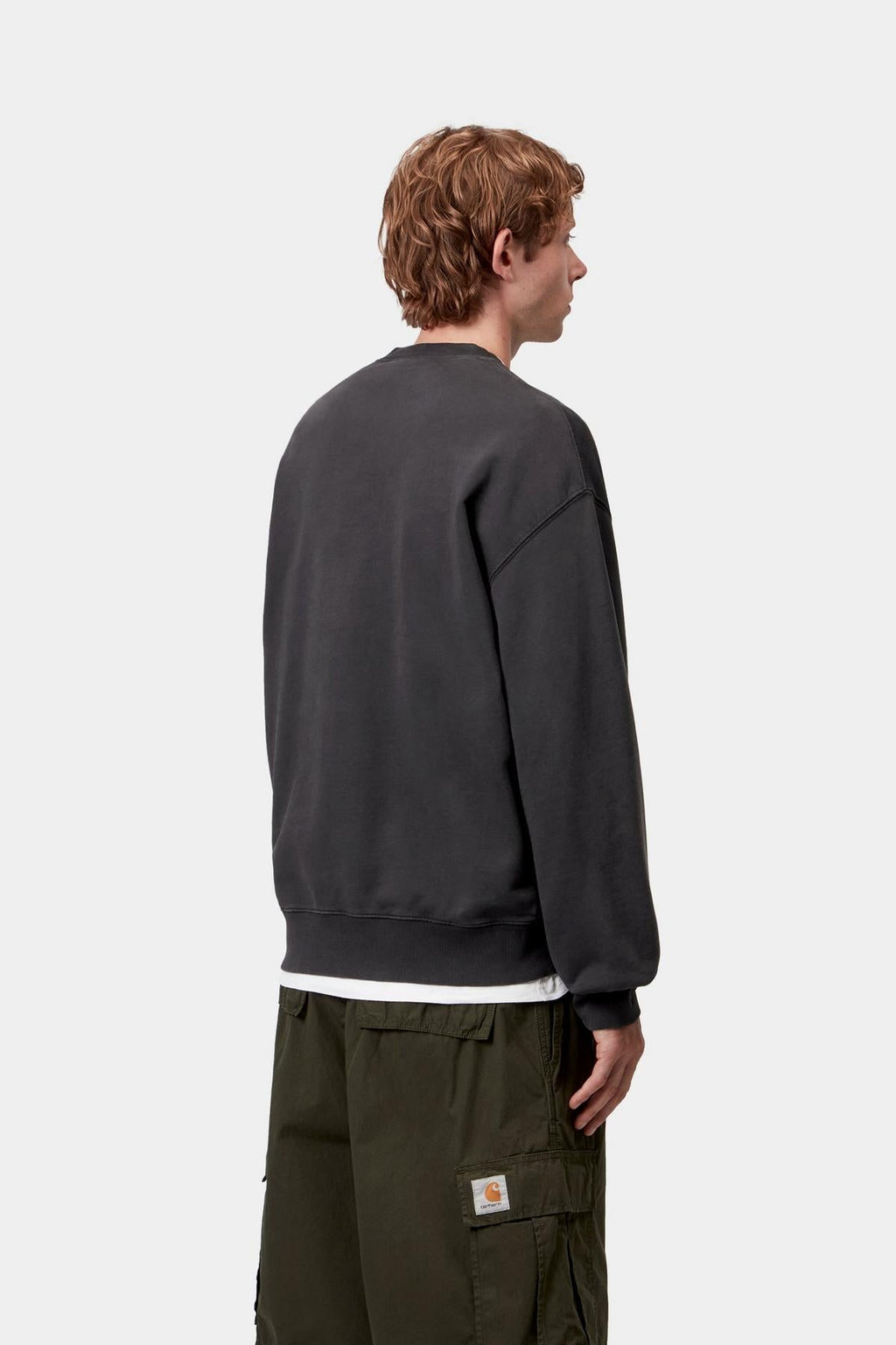Carhartt WIP Mens Hudson Chalk Wash Sweat Top | Black