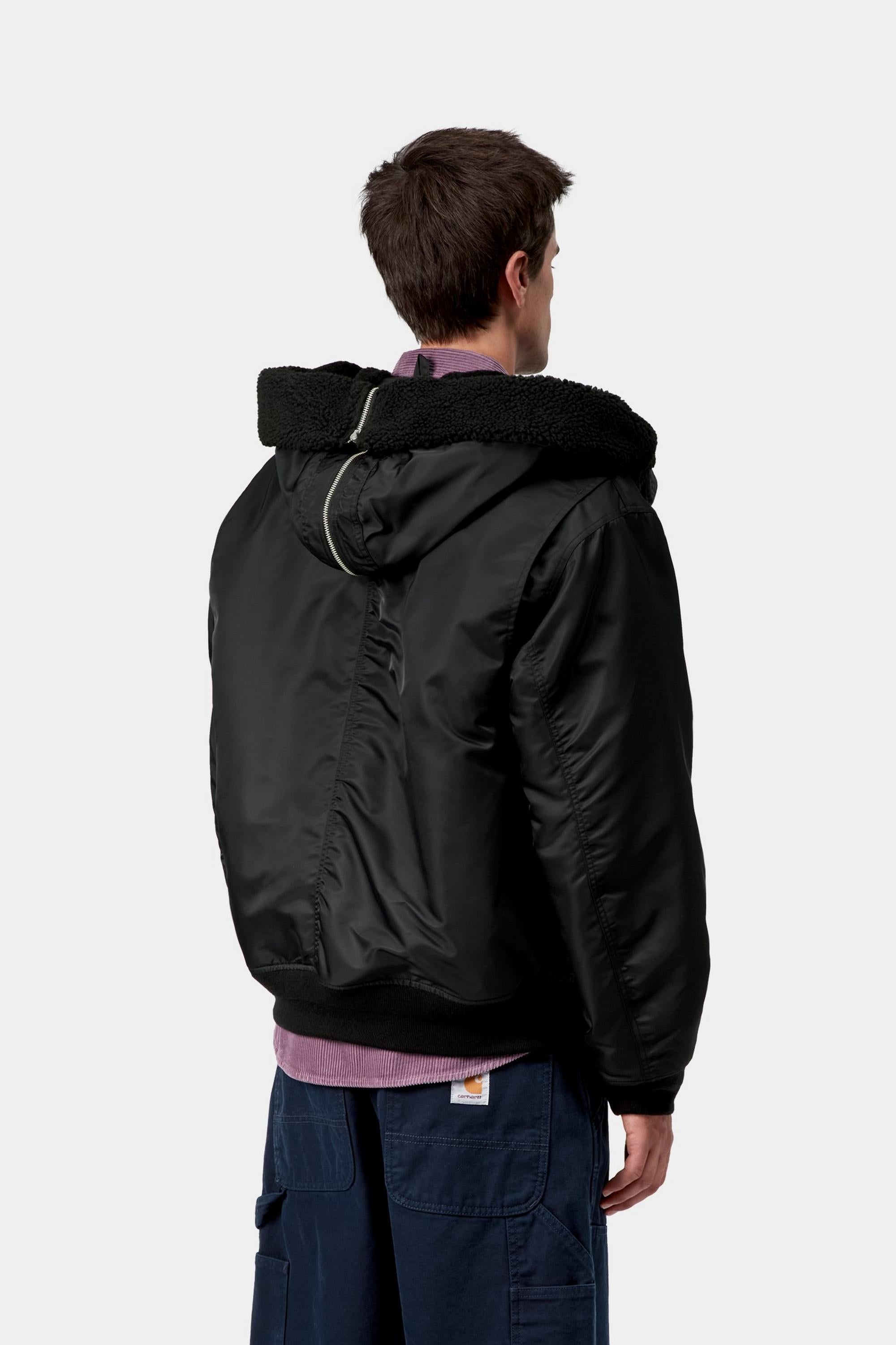 Carhartt WIP Mens Oltera Bomber Hooded Jacket | Black / Black