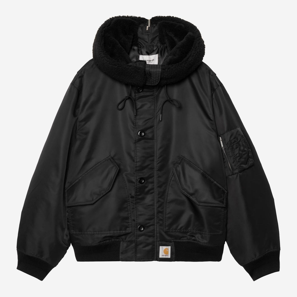 Carhartt WIP Mens Oltera Bomber Hooded Jacket | Black / Black