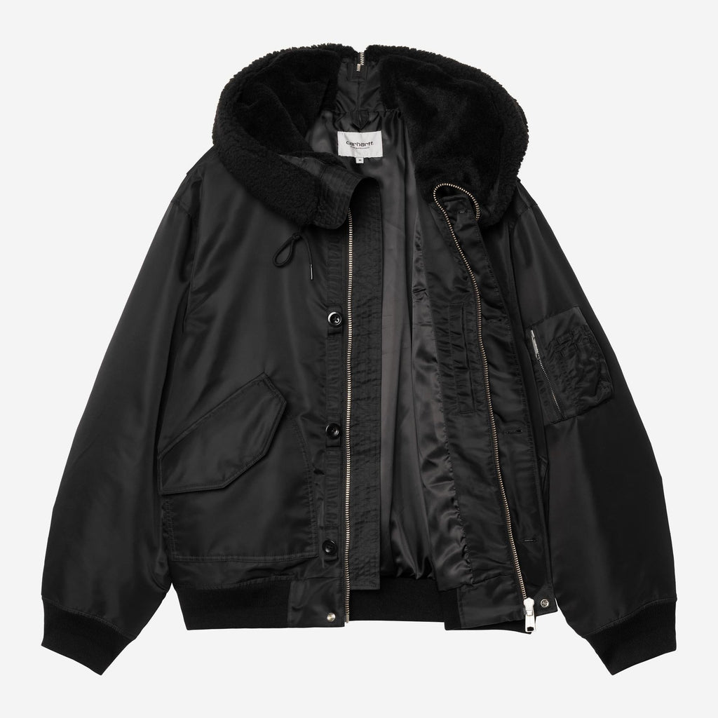Carhartt WIP Mens Oltera Bomber Hooded Jacket | Black / Black