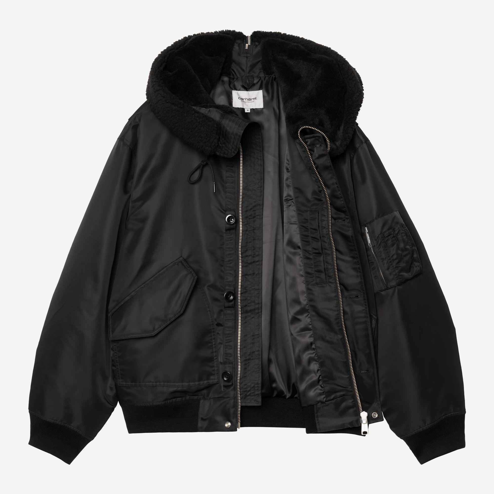 Carhartt WIP Mens Oltera Bomber Hooded Jacket | Black / Black