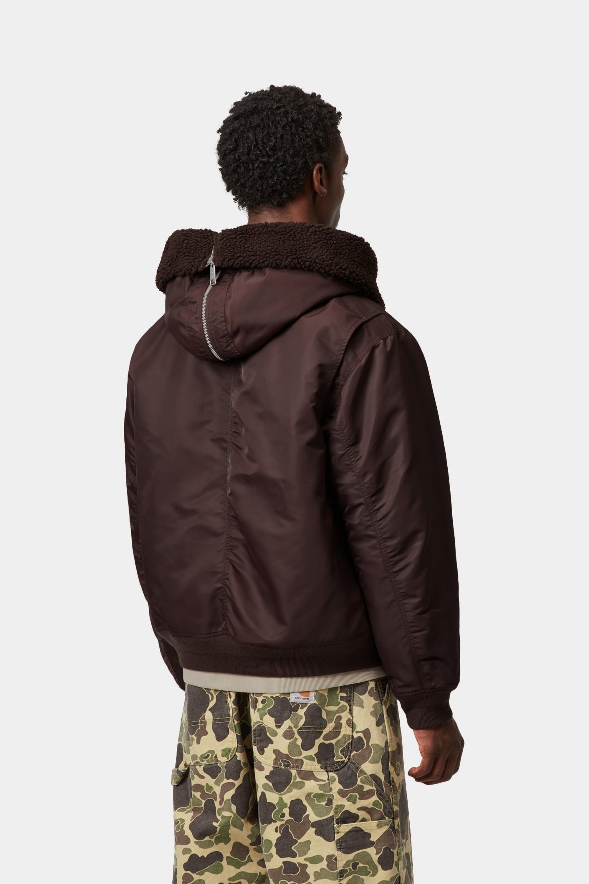 Carhartt WIP Mens Oltera Bomber Hooded Jacket | Palisander / Angelite