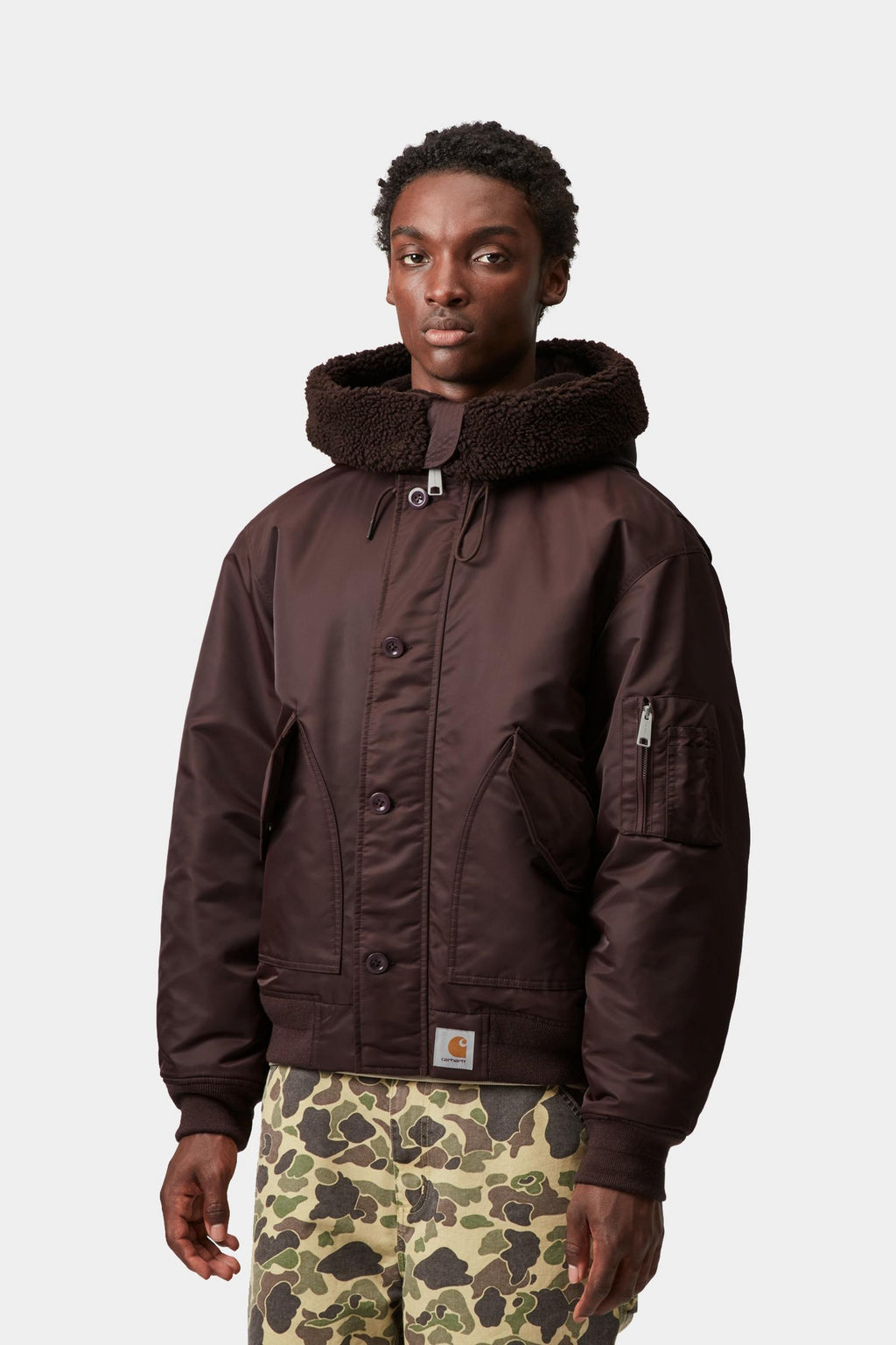 Carhartt WIP Mens Oltera Bomber Hooded Jacket | Palisander / Angelite