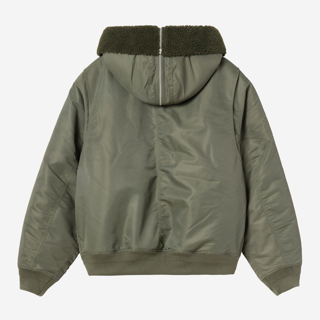 Carhartt WIP Mens Oltera Bomber Hooded Jacket | Cypress / Persimmon
