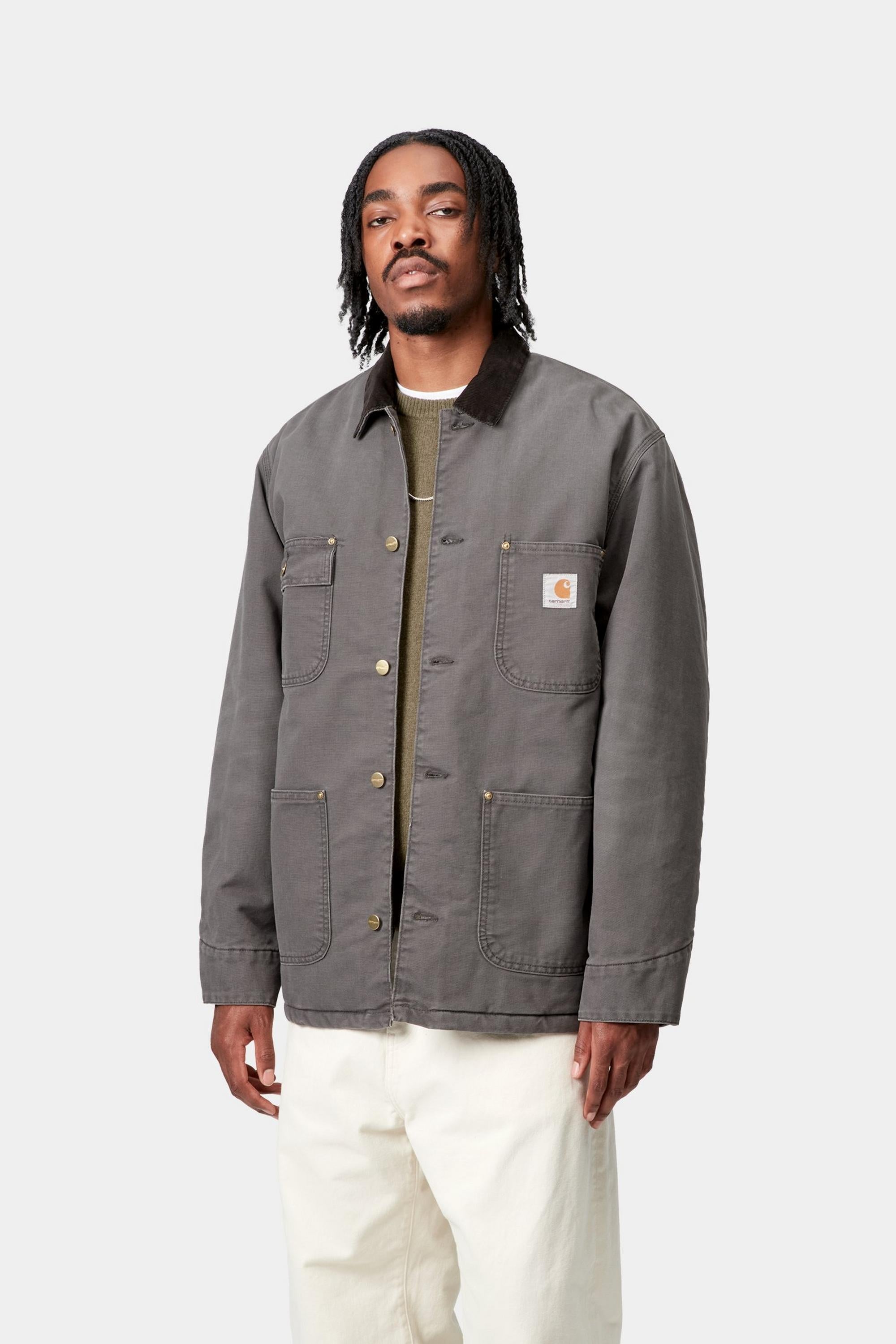 Carhartt WIP Mens OG Chore Coat Jacket | Graphite / Black Stone Canvas