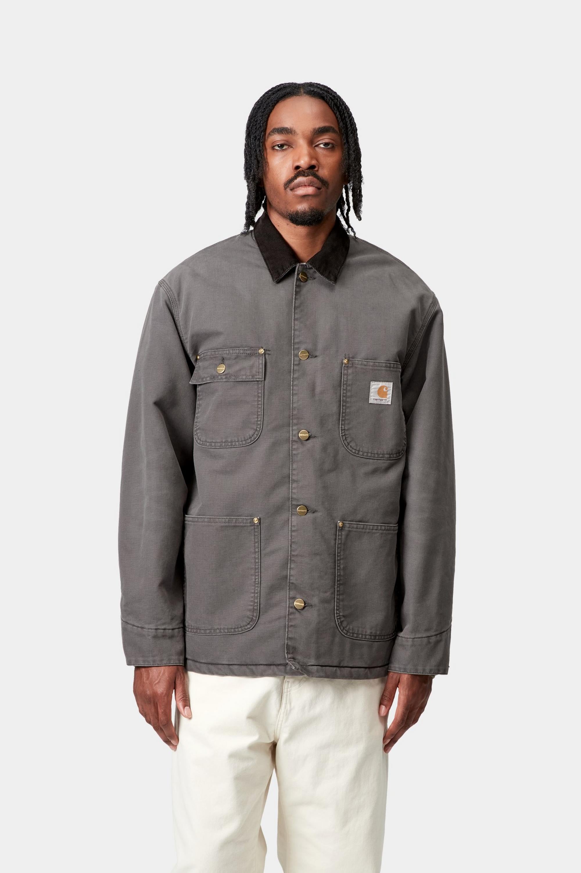 Carhartt WIP Mens OG Chore Coat Jacket | Graphite / Black Stone Canvas