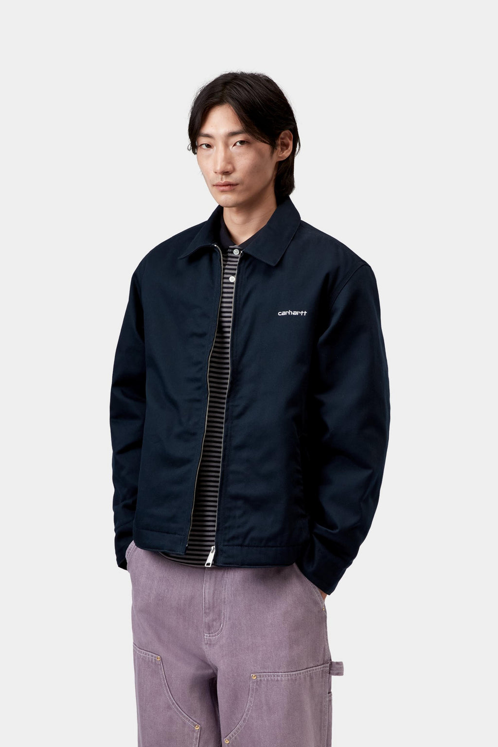 Carhartt WIP Mens Module Script Jacket | Deep Night / White