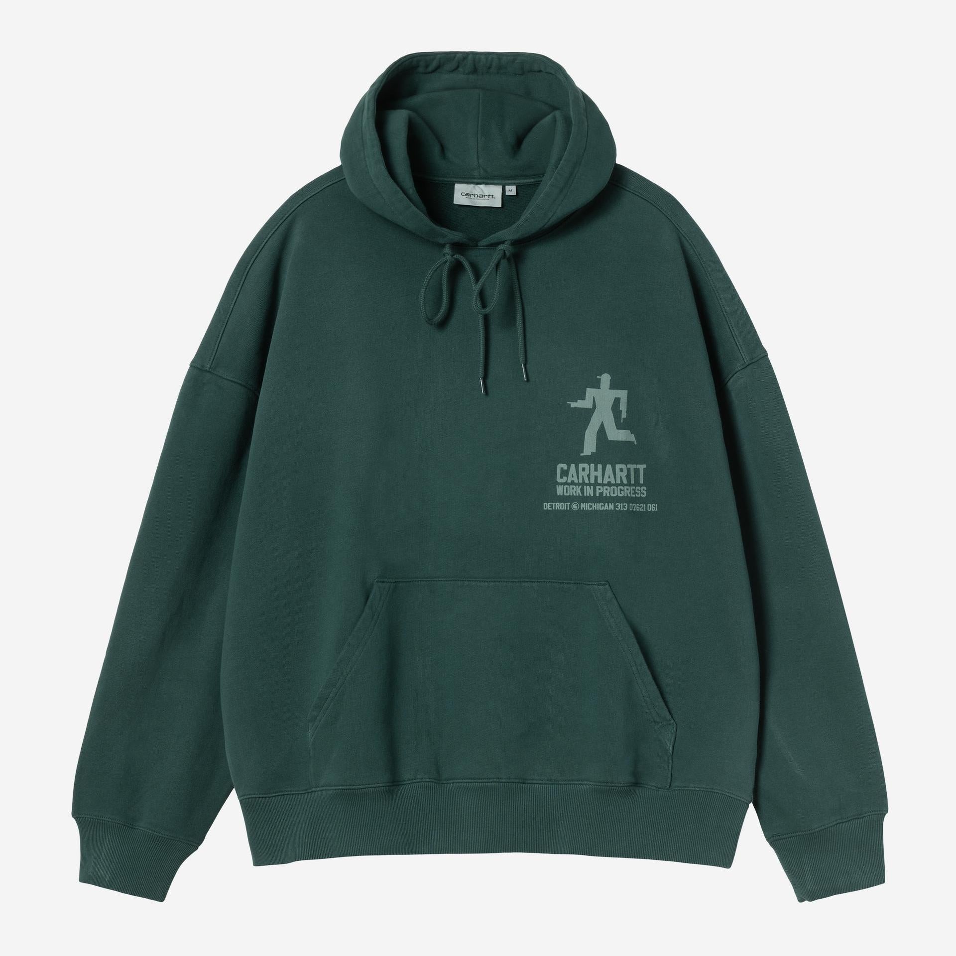Carhartt WIP Mens Distance Sweat Hoodie | Dark Fir Stone Dyed