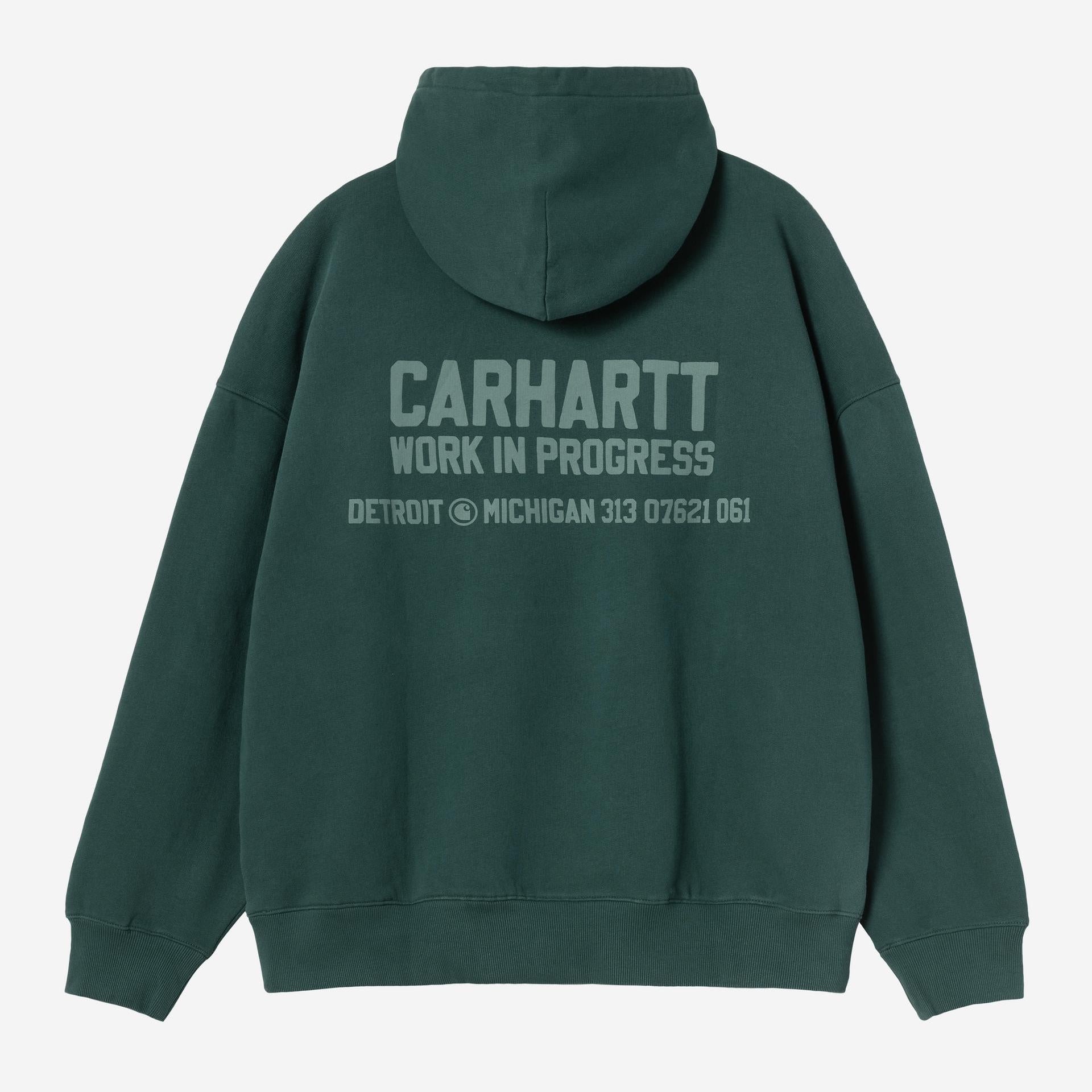 Carhartt WIP Mens Distance Sweat Hoodie | Dark Fir Stone Dyed