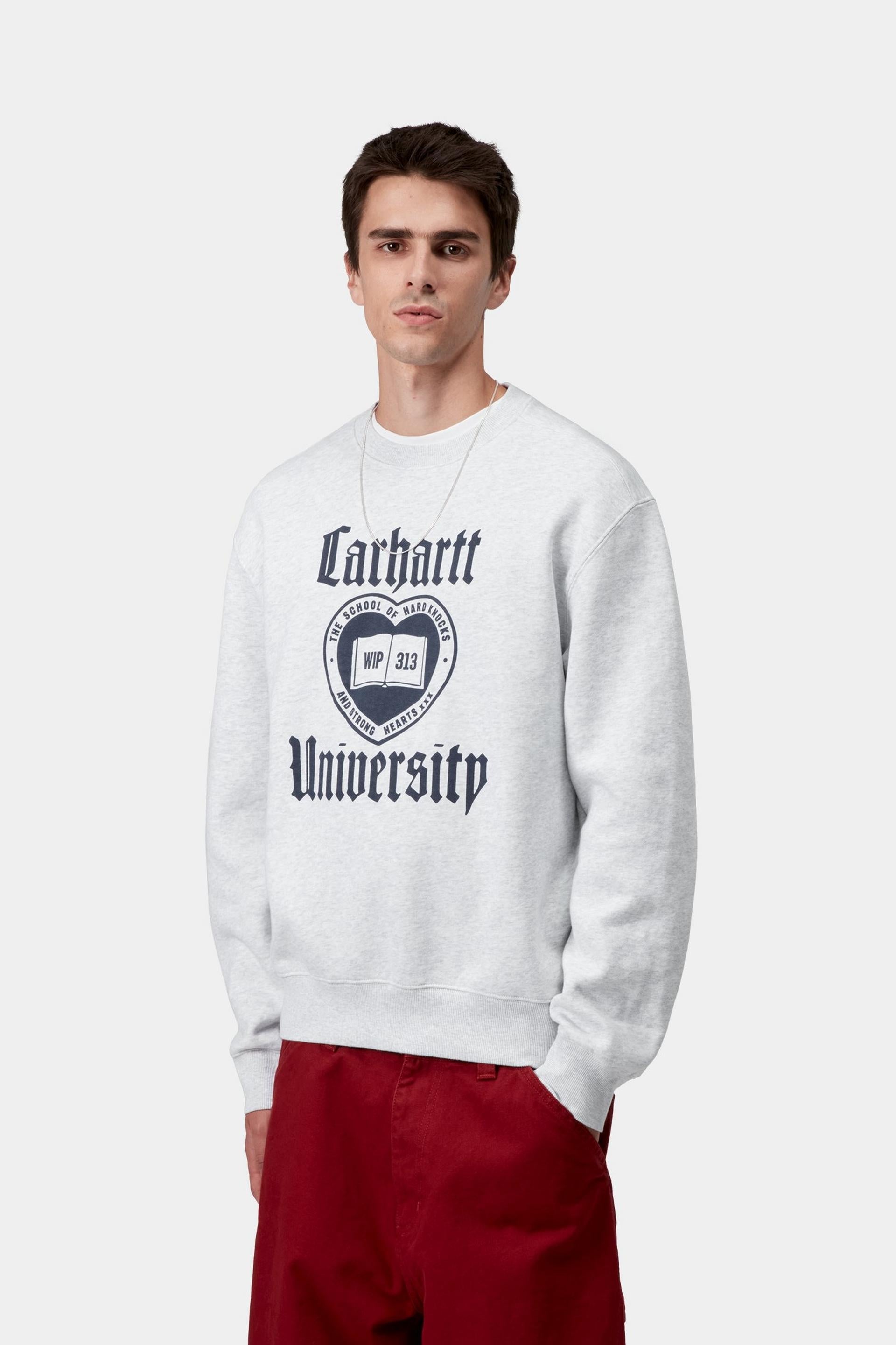 Carhartt WIP Mens Schooling Sweat Top | Ash Heather