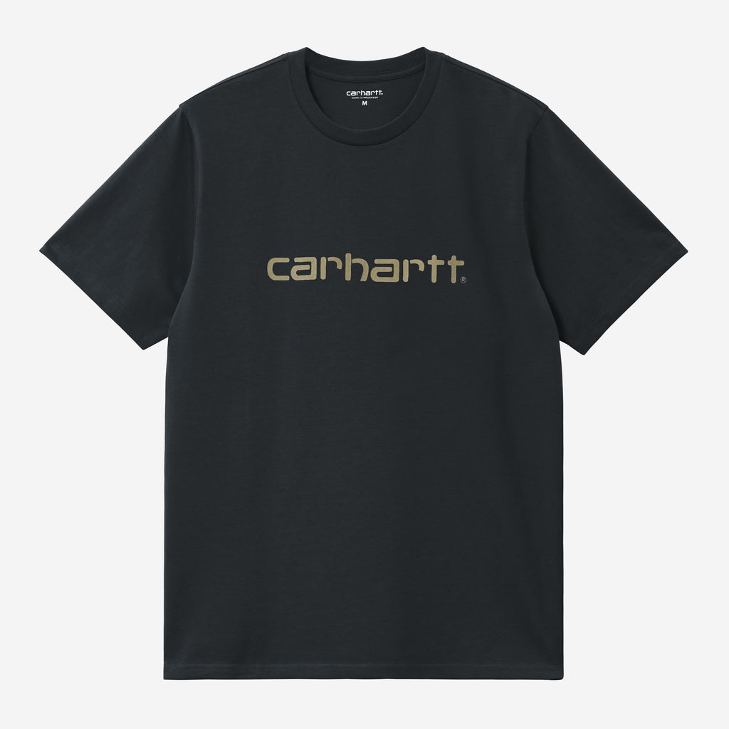 Carhartt WIP Mens Script T-Shirt | Deep Night / Gentle Green