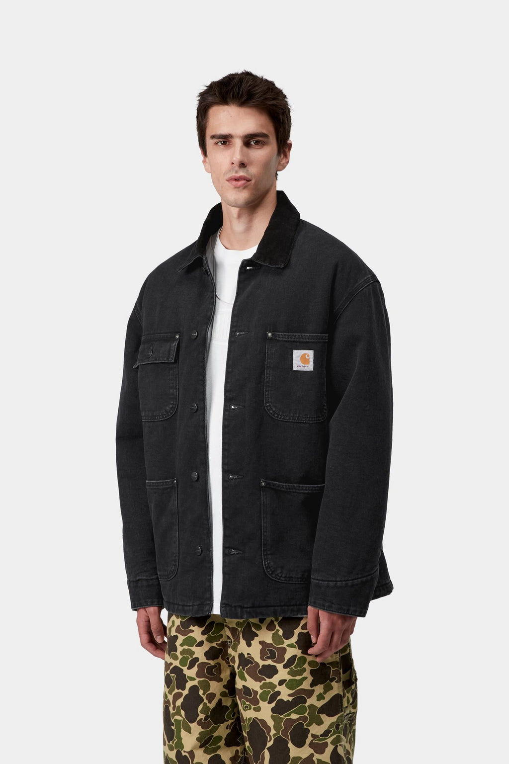 Carhartt WIP Mens OG Chore Maitland Denim Coat Jacket | Black / Black