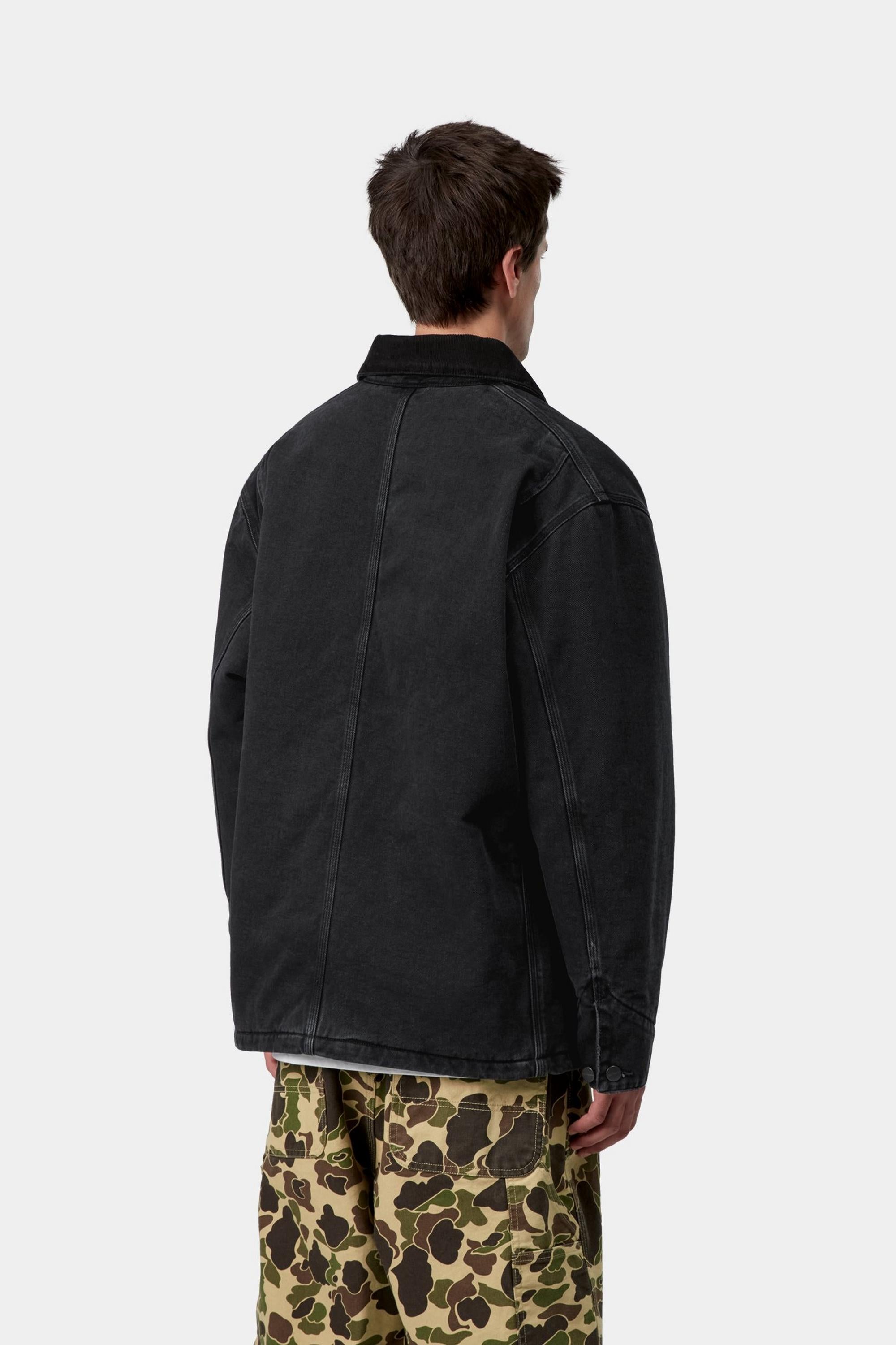 Carhartt WIP Mens OG Chore Maitland Denim Coat Jacket | Black / Black