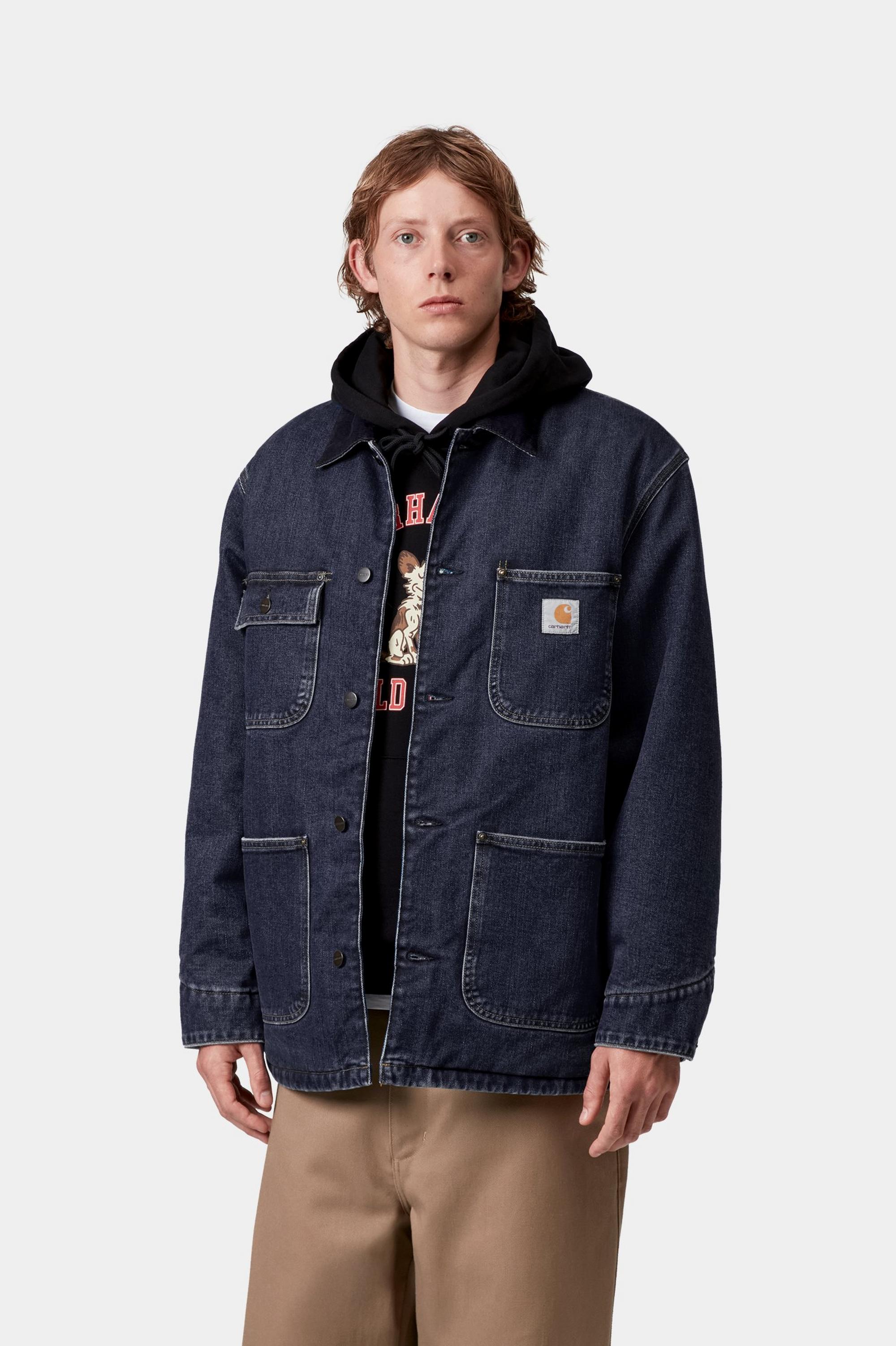 Carhartt WIP Mens OG Chore Maitland Denim Coat Jacket | Blue / Dark Navy Rigid