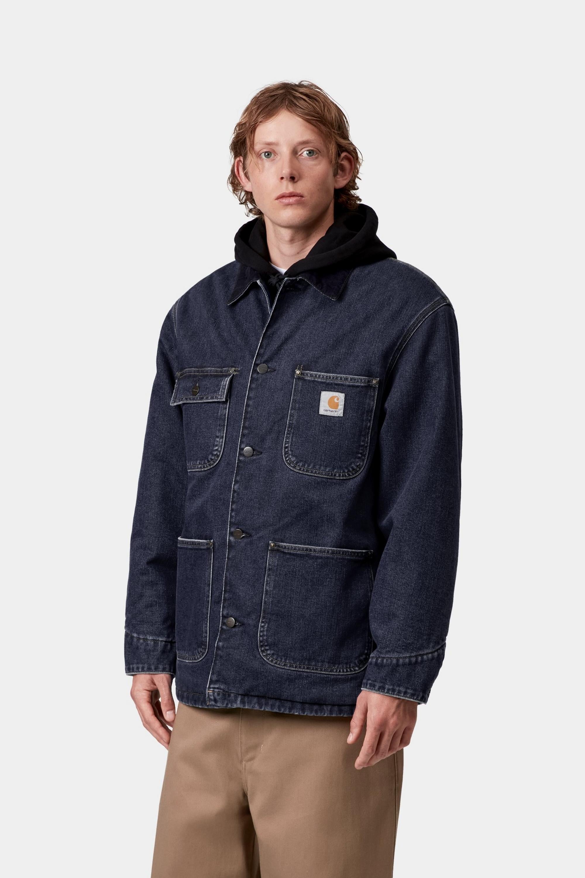 Carhartt WIP Mens OG Chore Maitland Denim Coat Jacket | Blue / Dark Navy Rigid