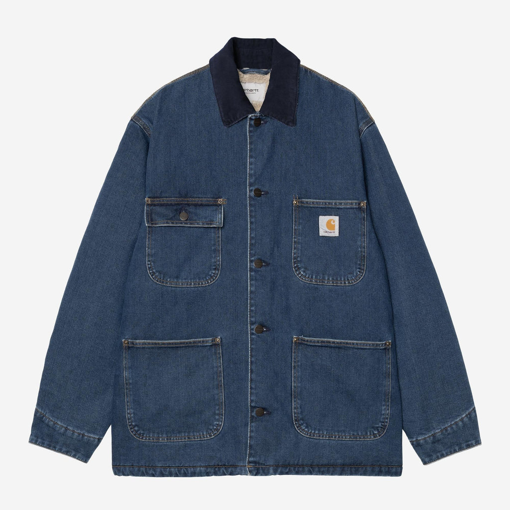 Carhartt WIP Mens OG Chore Maitland Denim Coat Jacket | Blue / Dark Navy Stone Washed