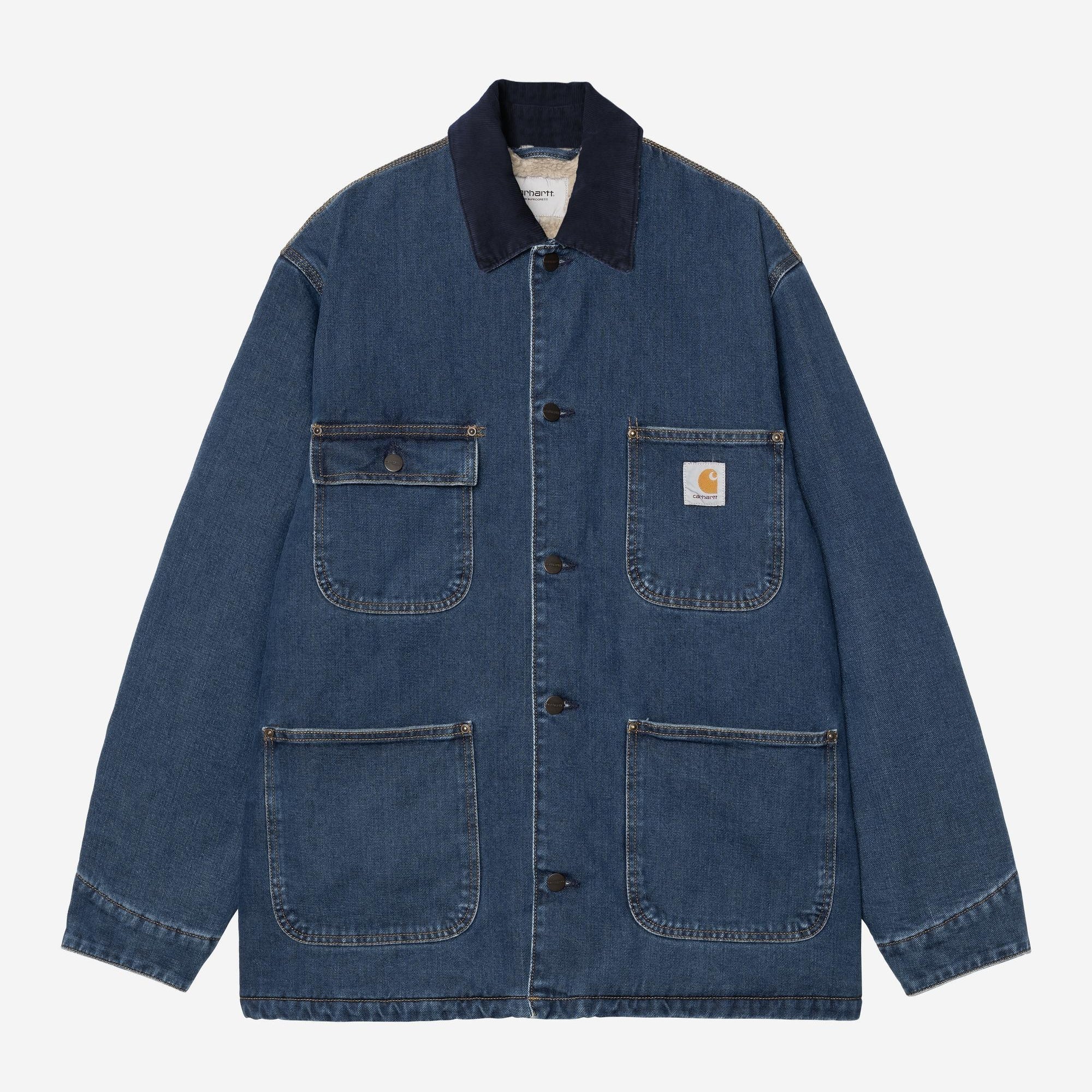 Carhartt WIP Mens OG Chore Maitland Denim Coat Jacket | Blue / Dark Navy Stone Washed
