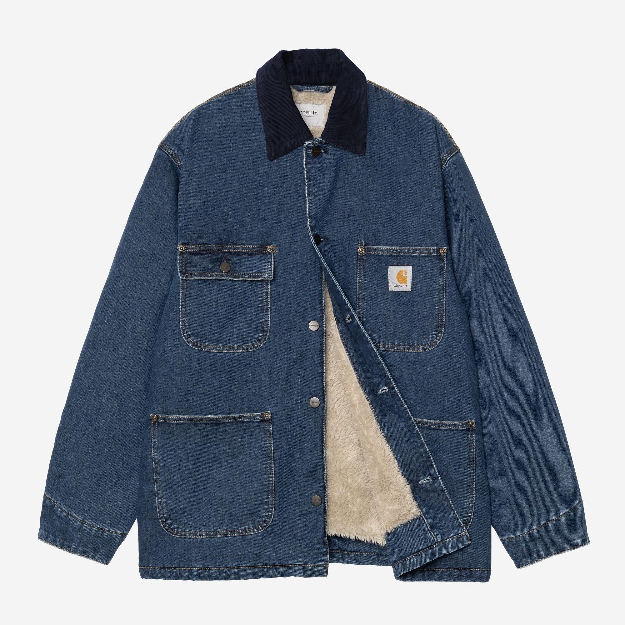 Carhartt WIP Mens OG Chore Maitland Denim Coat Jacket | Blue / Dark Navy Stone Washed